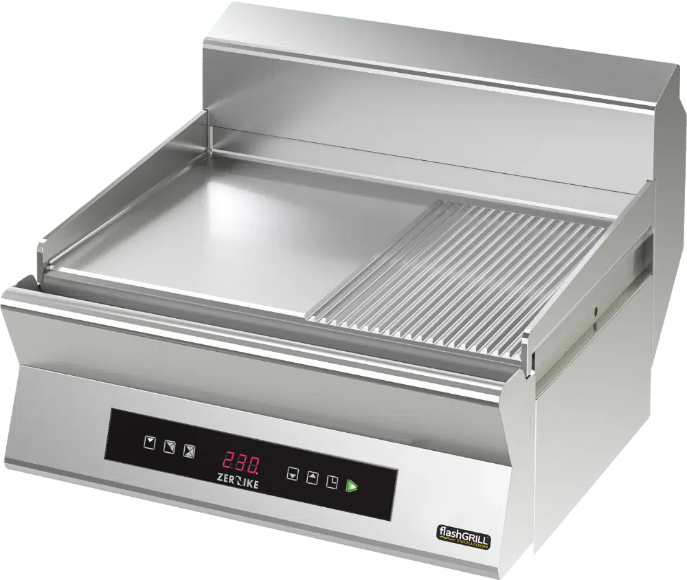 FlashGrill ZEE-GE8090D2C - 900mm 1/2 Ribbed Griddle Plate, Double Control