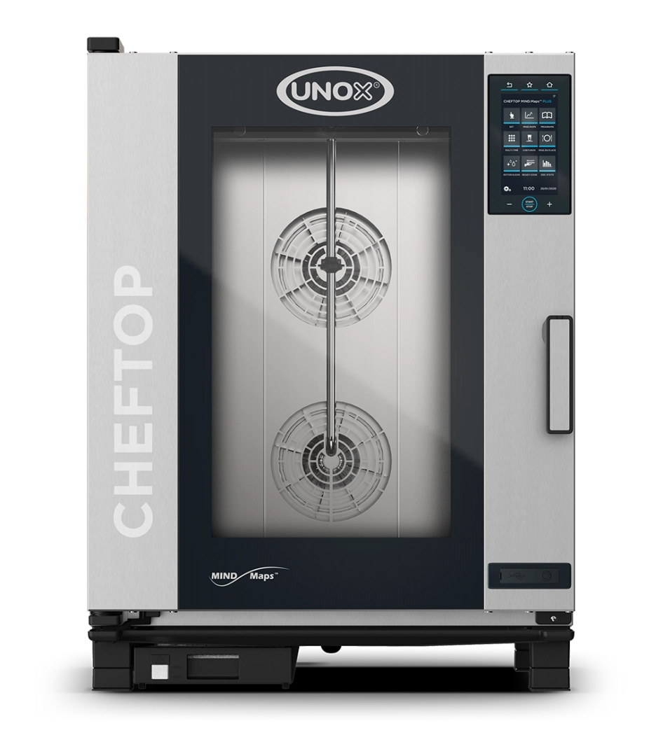 UNOX XEVC-1011-GPLM-MS CHEFTOP MIND.Maps PLUS Combi Steamer 10 Tray GN 1/1 Gas Hinged Right
