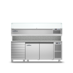 Coldline TZ13/1MC VP - 2 Door 7 Drawers Prep Bench - With Display Case