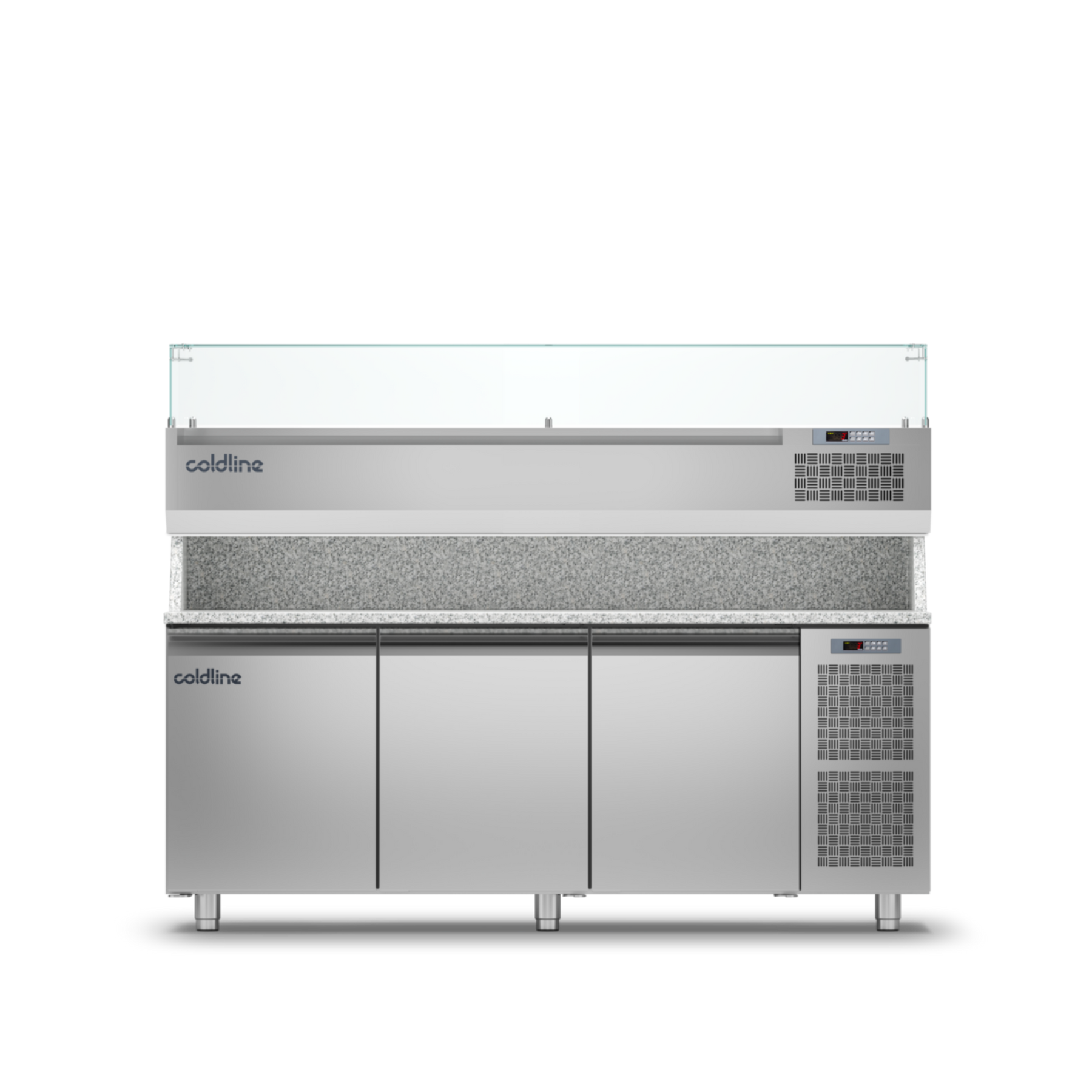 Coldline TZ17/1M VP - Pizza Preparation Counter 3 Door - With Display Case