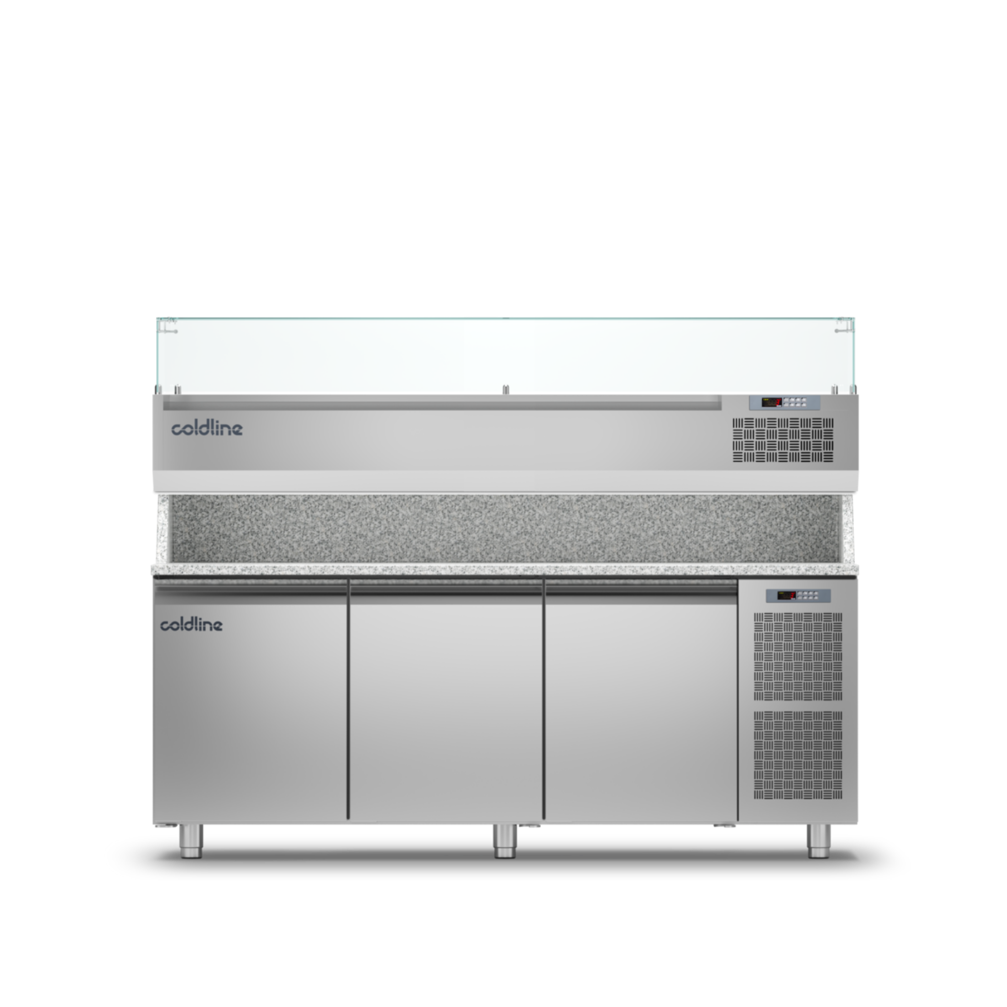 Coldline TZ17/1M VP - Pizza Preparation Counter 3 Door - With Display Case