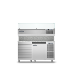 Coldline TZ09/1MC VP - 1 Door 7 Drawers Prep Bench - With Display Case