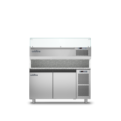 Coldline TZ13/1M VP - Pizza Preparation Counter 2 Door - With Display Case