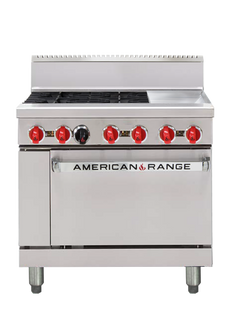 American Range AAR.4B.12G 36" Oven Range 4 Open Burners 12" Griddle