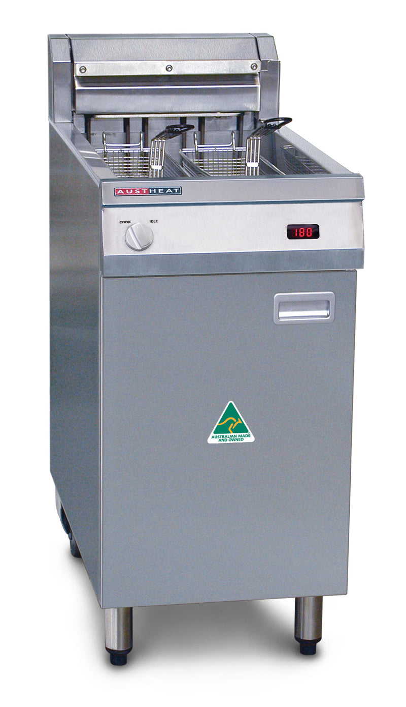 Single Pan, Double Basket Floor Model Electric Fryer, Rapid Recovery Feature