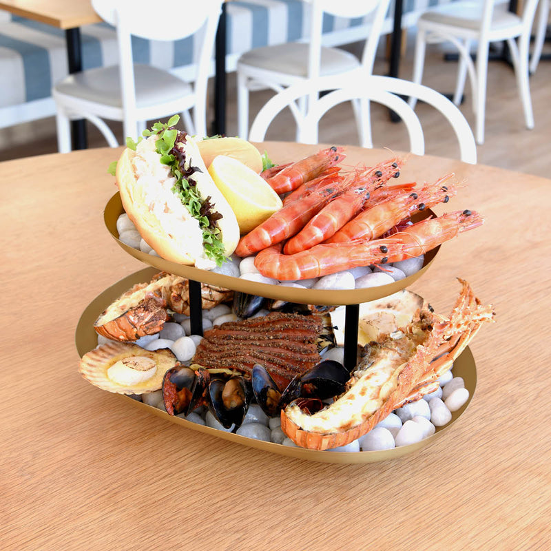 Chef Inox - 2-Tier Seafood Stand - Brass - 38cm