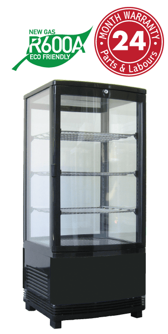 Exquisite CTD78 Black Four-Sided glass Counter Top Refrigerator - Two corners LED