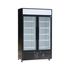 Exquisite DC880P Two Glass Doors Upright Refrigerator - Black