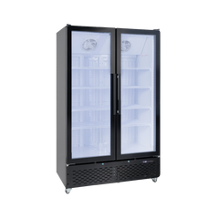 Exquisite DF1000 Two Glass Door Upright Freezer - Black