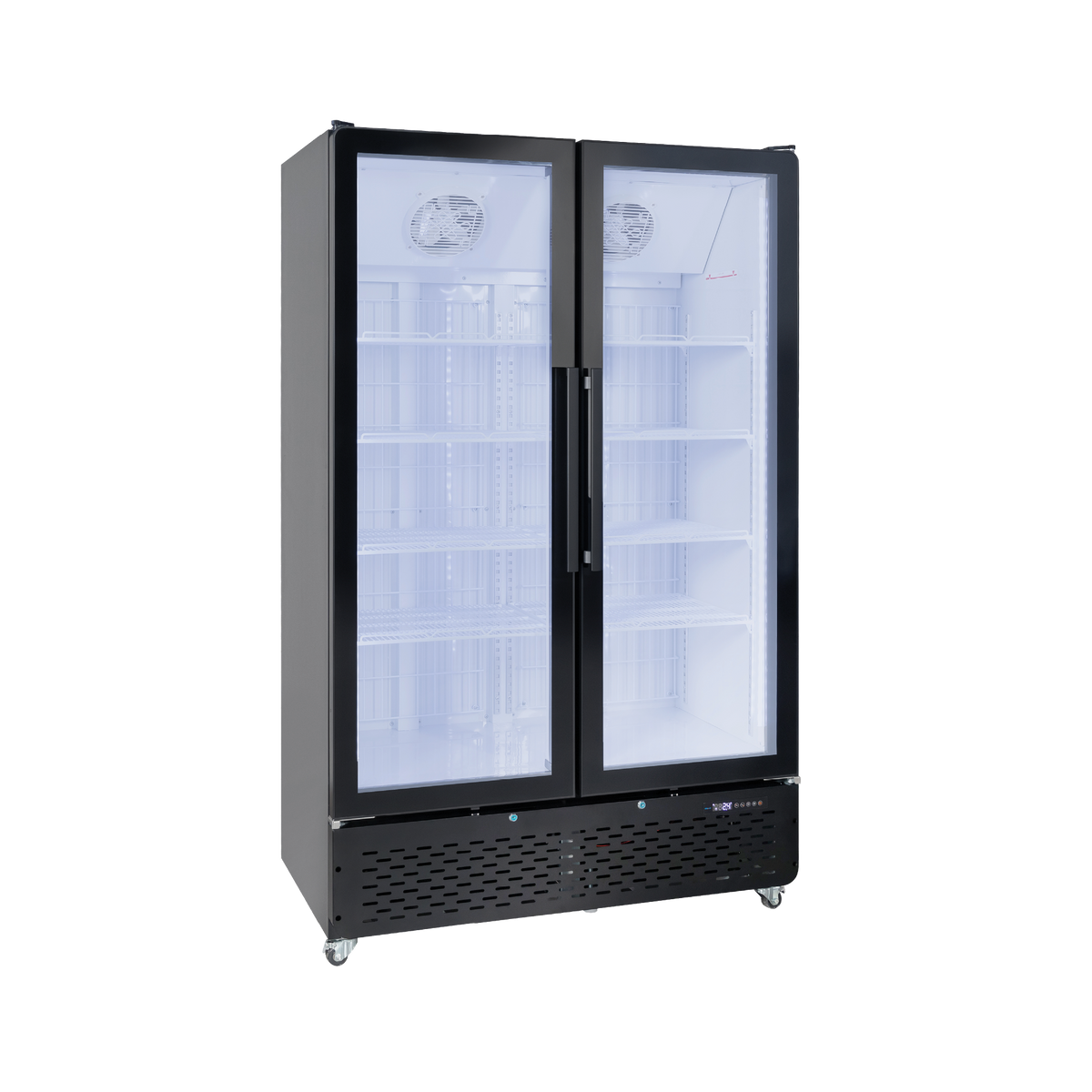 Exquisite DF1000 Two Glass Door Upright Freezer - Black