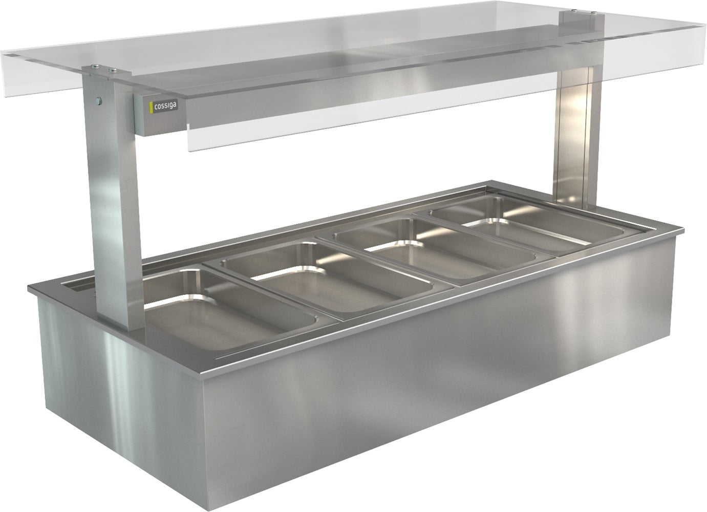 Cossiga Linear Series Bain Marie Flat Top Sneeze Guard - LSBM4-FT
