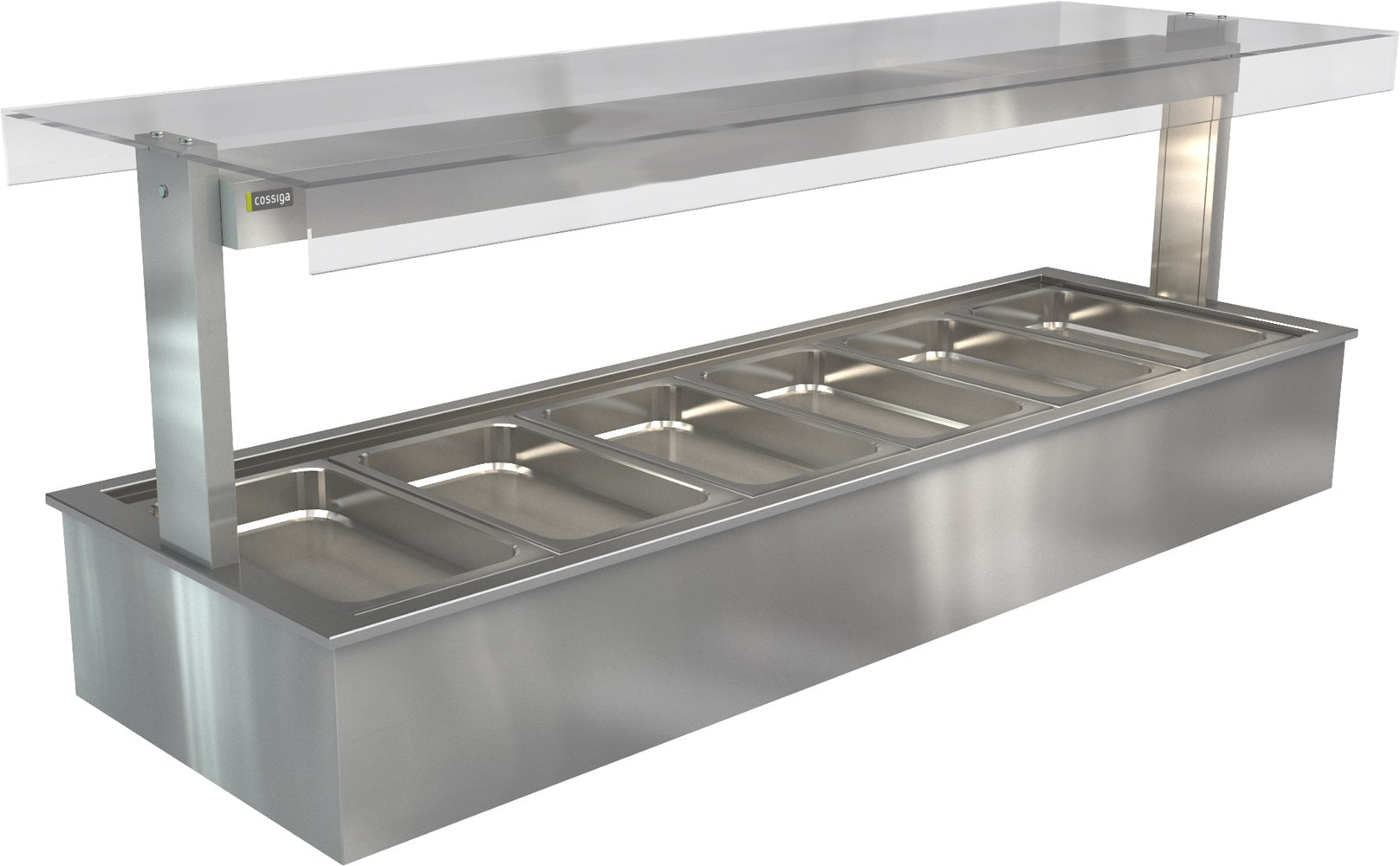 Cossiga Linear Series Bain Marie Flat Top Sneeze Guard - LSBM6-FT