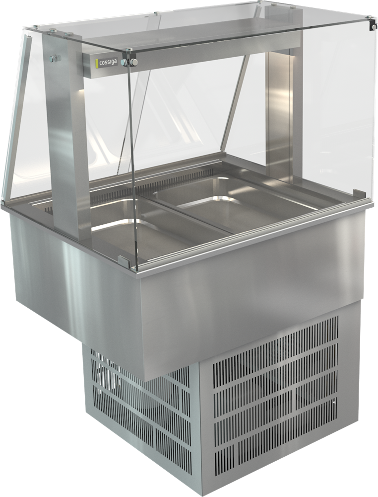Cossiga Refrigerated With Full Square Glass Gantry Silver 805mm LSRF2-FS