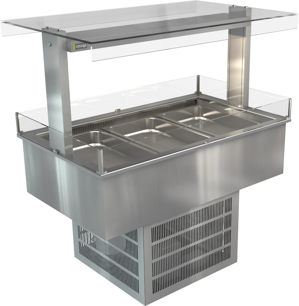 Cossiga Refrigerated With Full Square Glass Gantry Silver 1145mm LSRF3-FS