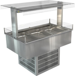 Cossiga Refrigerated With Full Square Glass Gantry Silver 1145mm LSRF3-FS