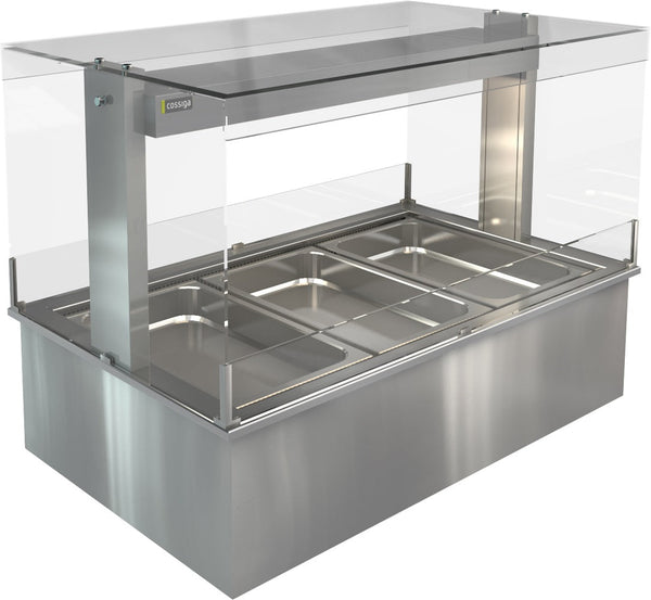 Cossiga Refrigerated With Flat Top Sneeze Guard Silver 1145mm LSRF3-FT