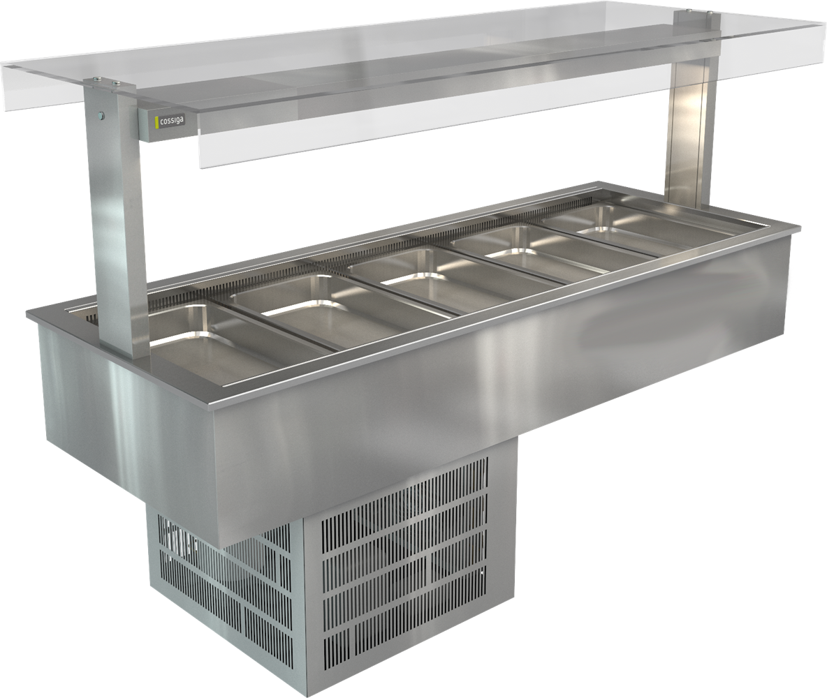 Cossiga Refrigerated With Full Square Glass Gantry Silver 1825mm LSRF5-FS