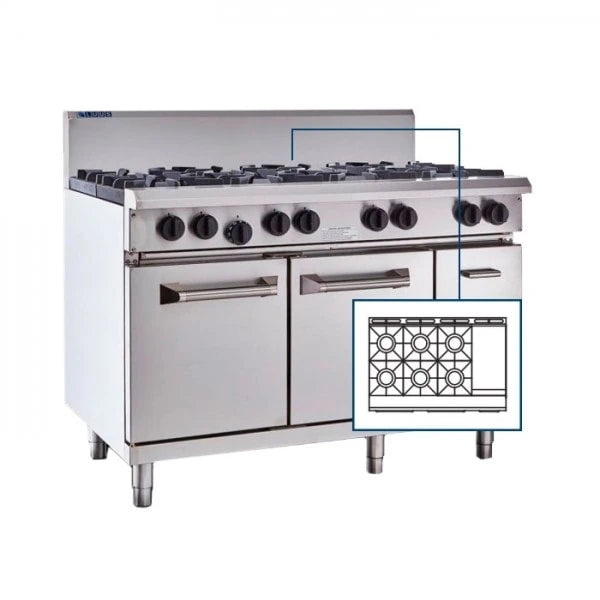 LUUS 6 Burner 300mm Griddle with Oven