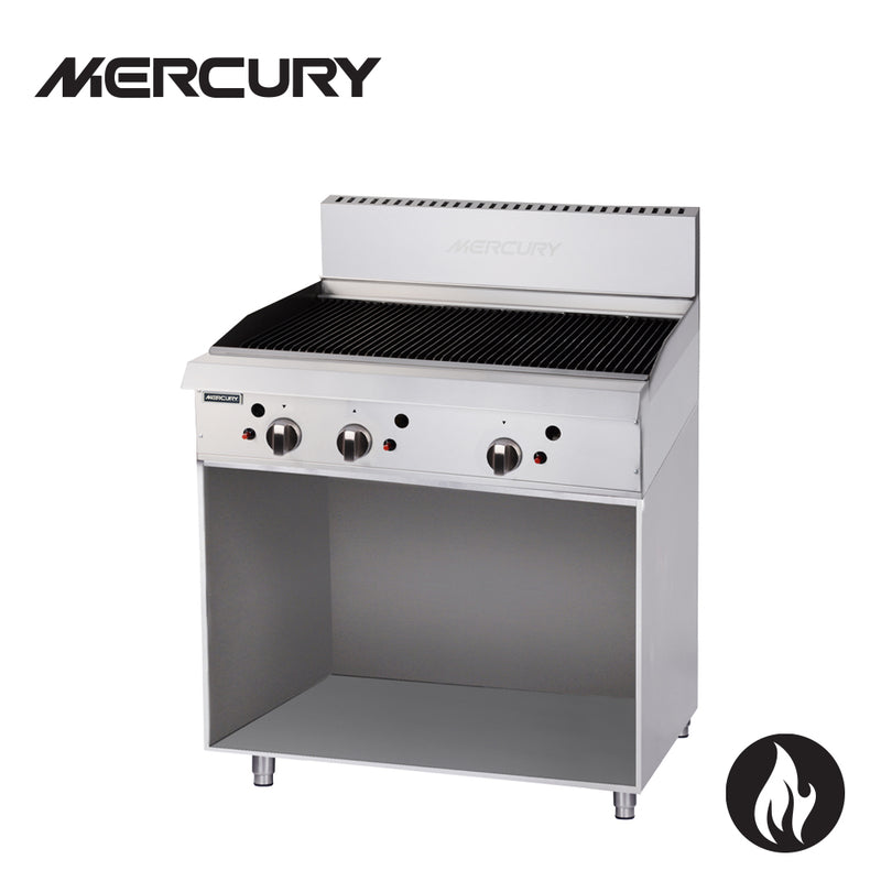 Mercury MCN-36-FR - 3 'U' Shape Burners w/ 915 X 510 Char Broiler - Cooktop on Cupboard Stand