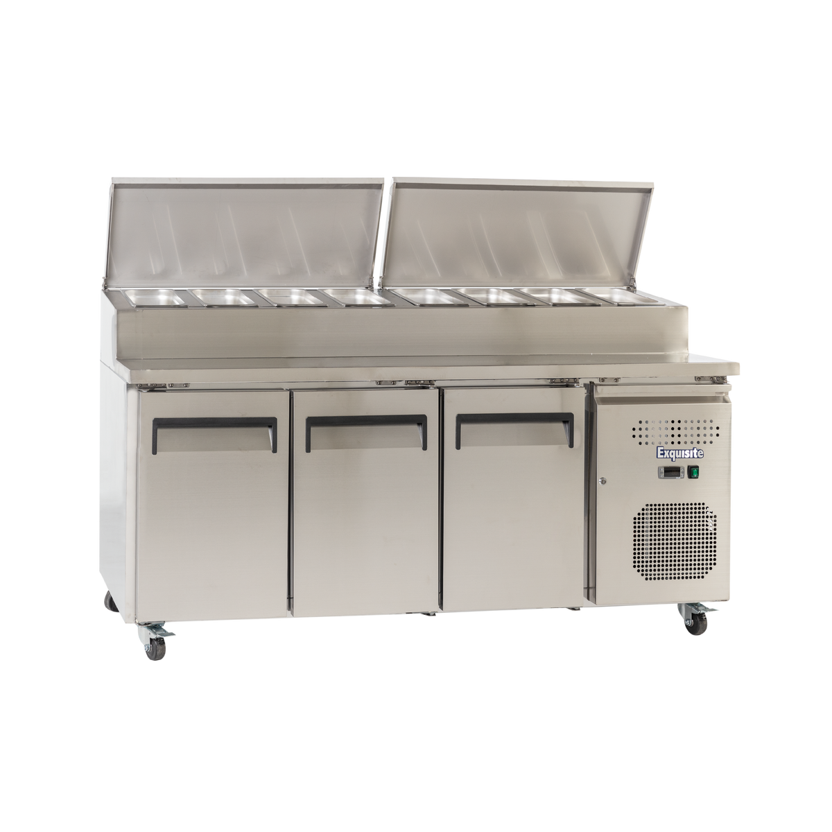Exquisite MTC363H Three Doors Pizza Preparation Chiller - Stainless Steel Top