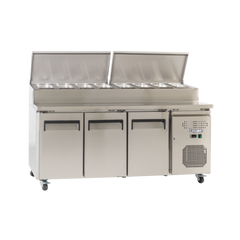 Exquisite MTC363H Three Doors Pizza Preparation Chiller - Stainless Steel Top