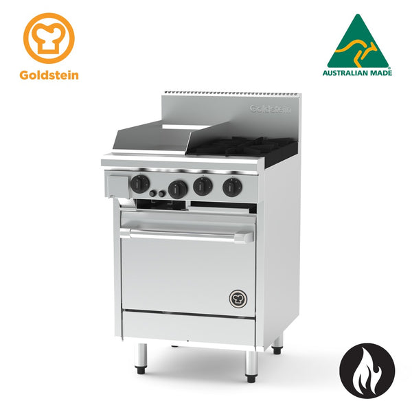 Goldstein PF12G220E-X - 2 Burners & Griddle - Static Electric Oven