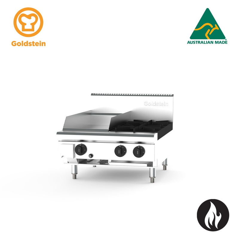 Goldstein PFB12G2 - 305X20mm Griddle & 2 Burner - Gas Cooktop