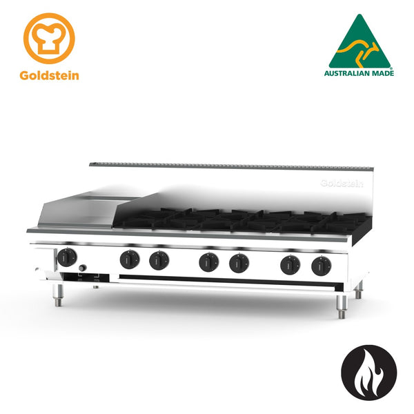 Goldstein PFB12G6 - 305X20mm Griddle & 6 Burner - Gas Cooktop