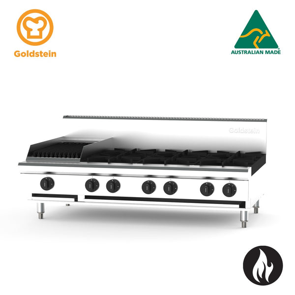 Goldstein - PFB12Q6 6 burners & BBQ Chargrill - Gas Cooktop