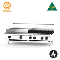 Goldstein PFB24G4 - 305X20mm Griddle & 4 Burner - Gas Cooktop