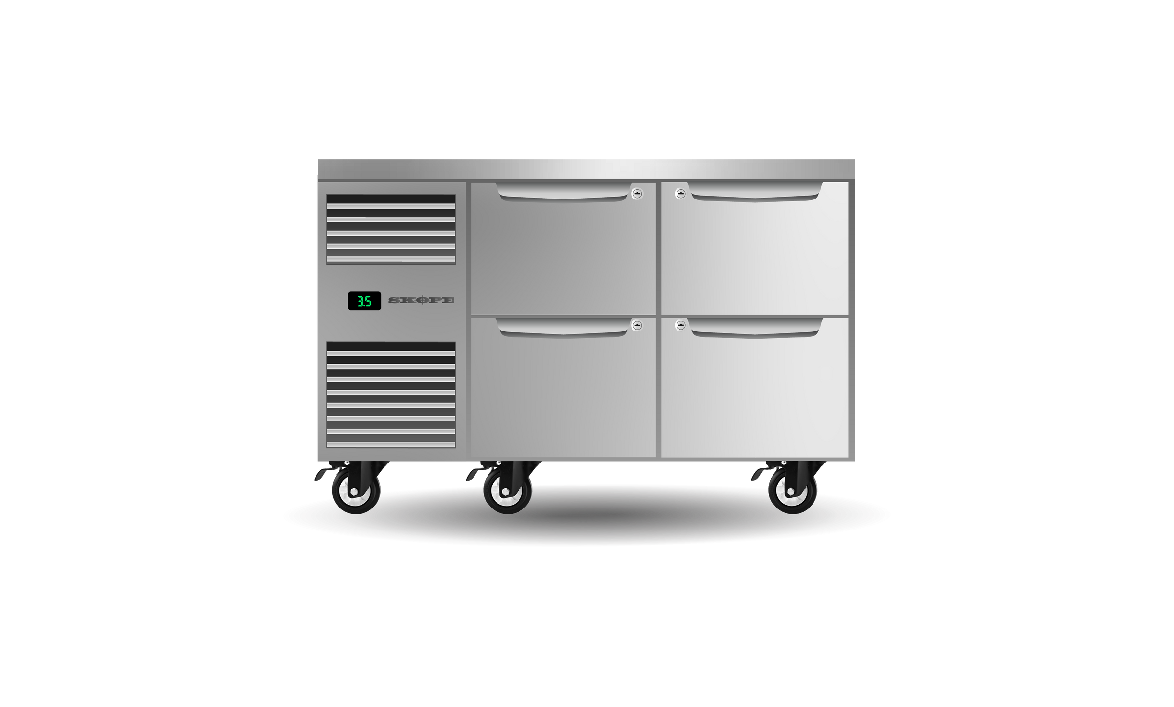 Skope Four Drawer, Two Bay, Underbench GN 1/1 Fridge