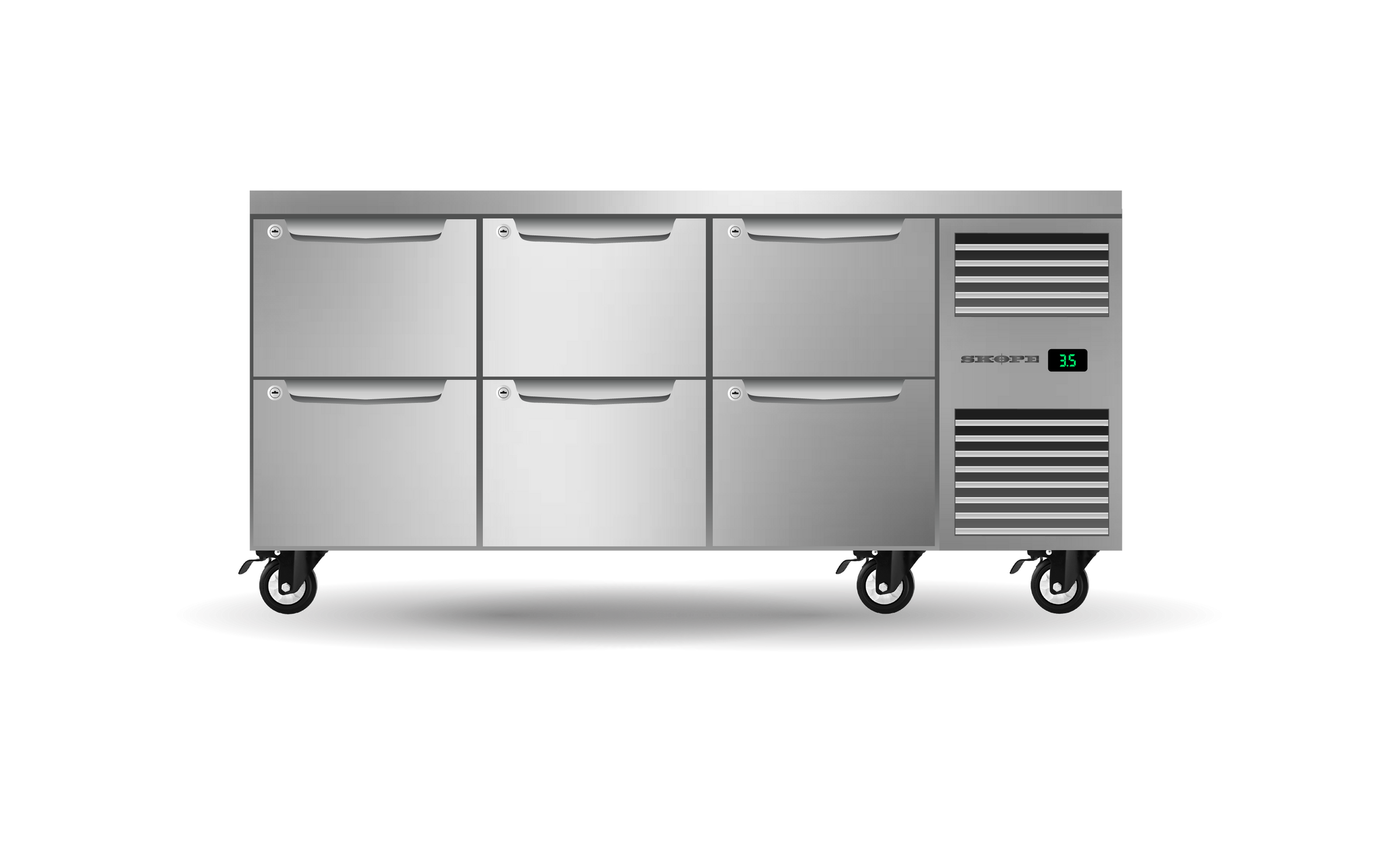 Skope Six Drawer, Three Bay, Underbench GN 1/1, Right Hand Fridge
