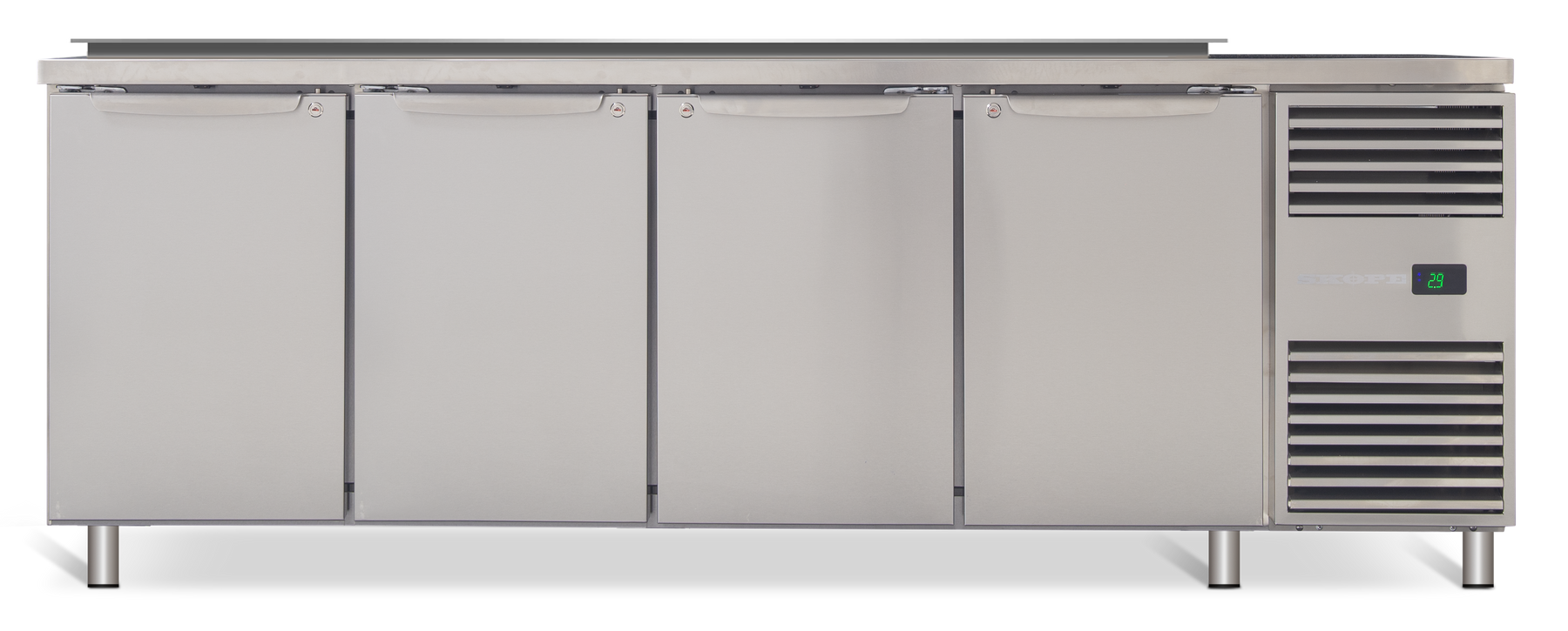 SKOPE ProSpec Four Solid Door Salad Preparation GN 1/3 Right Hand Drop-in Collar Fridge PG13.PPS.DC.4.SD.RH