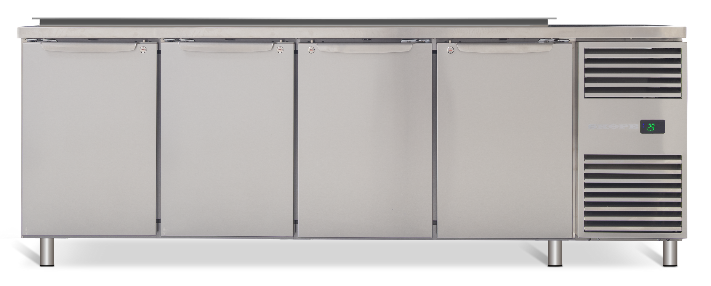 SKOPE ProSpec Four Solid Door Salad Preparation GN 1/3 Right Hand Drop-in Collar Fridge PG13.PPS.DC.4.SD.RH