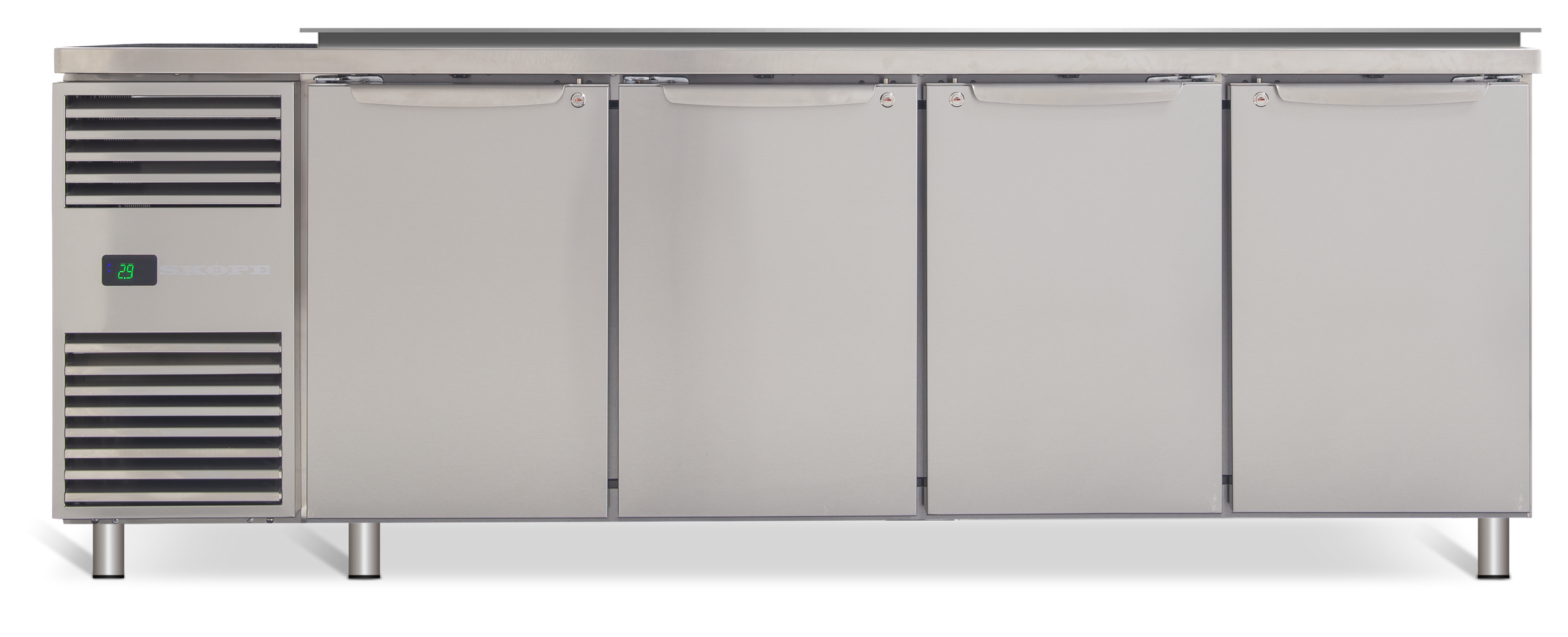 SKOPE ProSpec Four Solid Door Salad Preparation GN 1/3 Drop-in Collar Fridge PG13.PPS.DC.4.SD