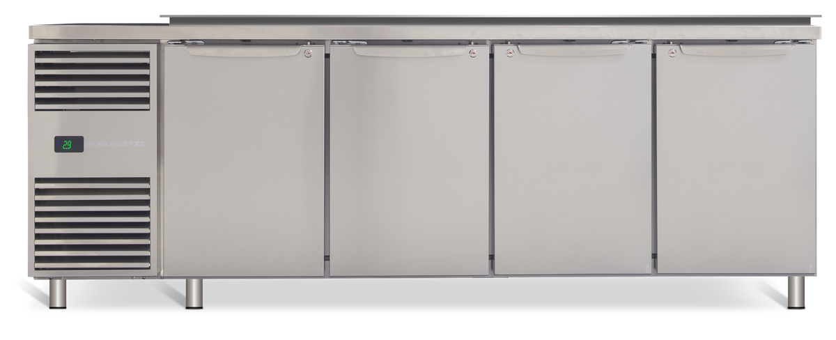 SKOPE ProSpec Four Solid Door Salad Preparation GN 1/3 Drop-in Collar Fridge PG13.PPS.DC.4.SD