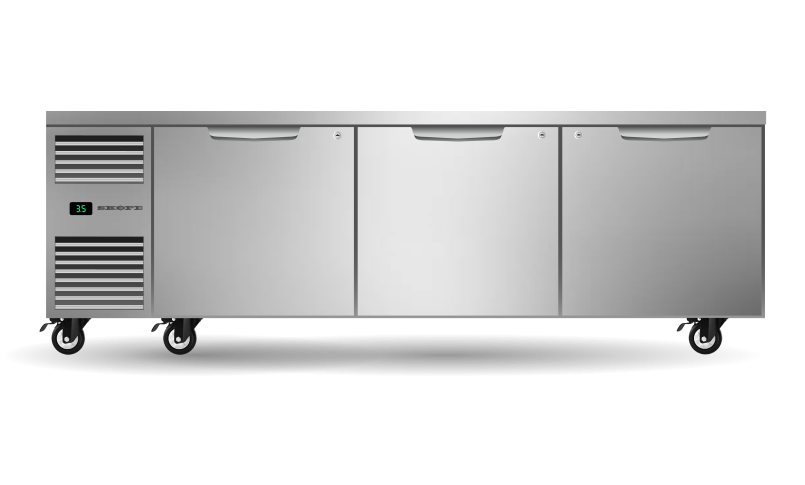 Three Solid Door Underbench GN2/1 Right Hand Fridge
