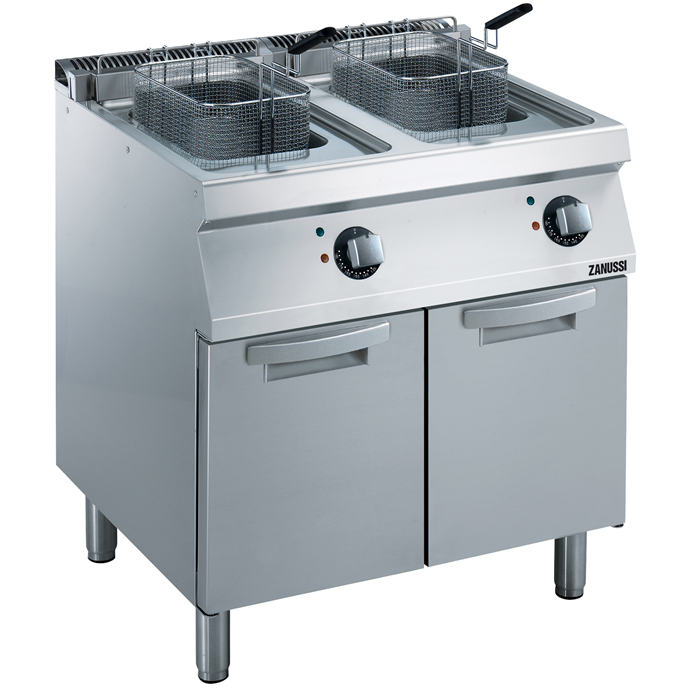 Zanussi Electric 800mm Twin Well 2 x 14L Freestanding Tube Deep Fryer