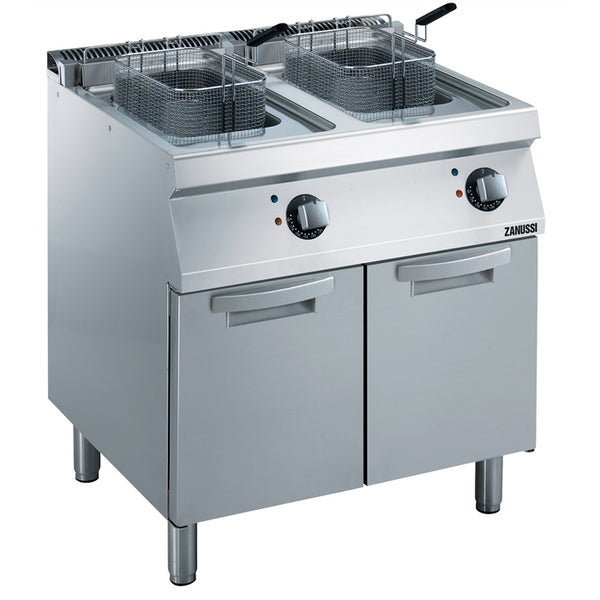 Zanussi Electric 800mm Twin Well 2 x 14L Freestanding Tube Deep Fryer