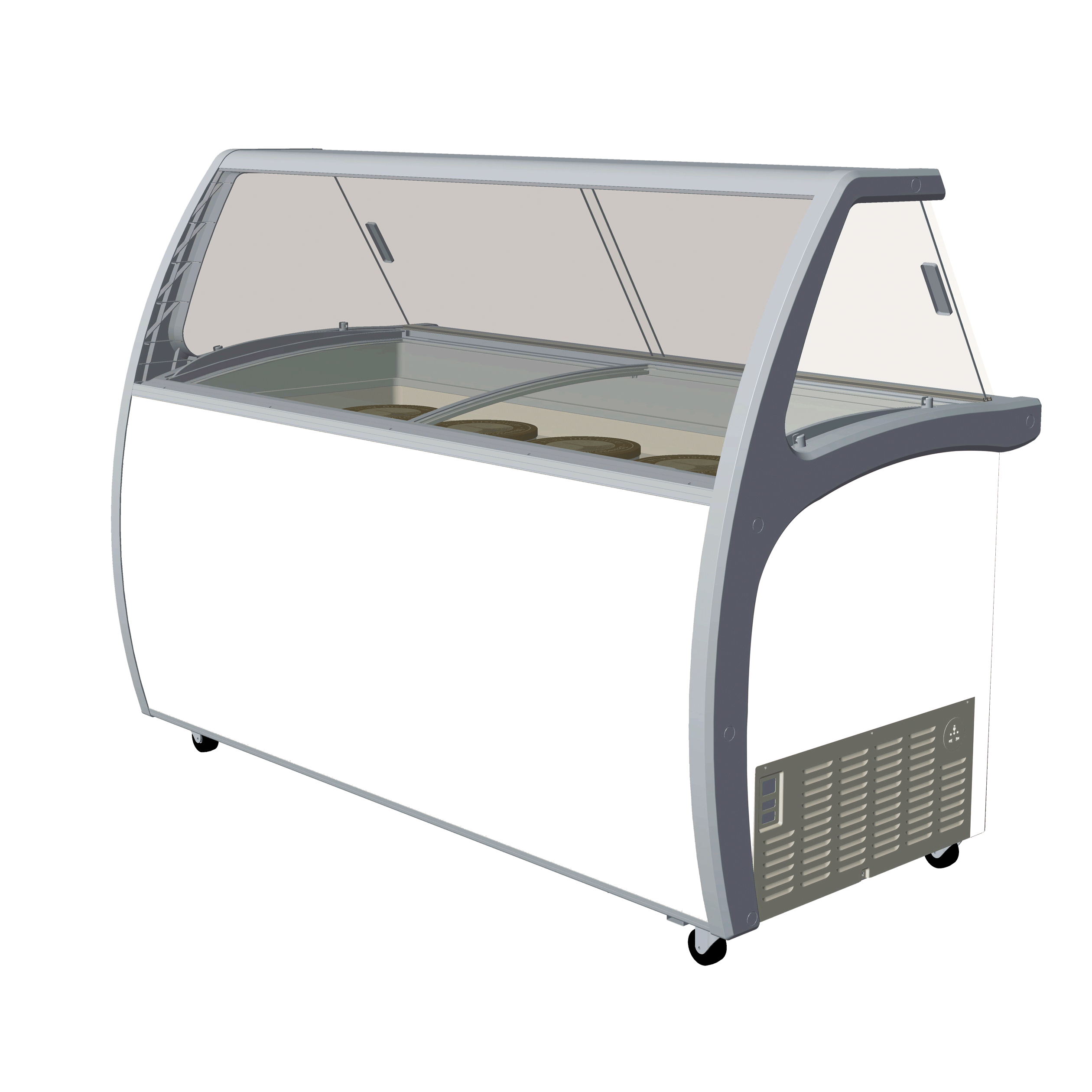 Exquisite SD575S2 Twelve Tubs Ice Cream Scooping Freezers with Scoop Washer and Bottom Storage Door