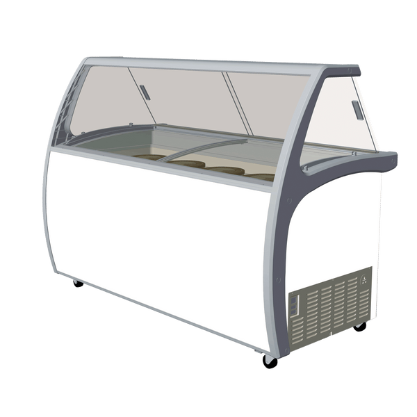 Exquisite SD575S2 Twelve Tubs Ice Cream Scooping Freezers with Scoop Washer and Bottom Storage Door