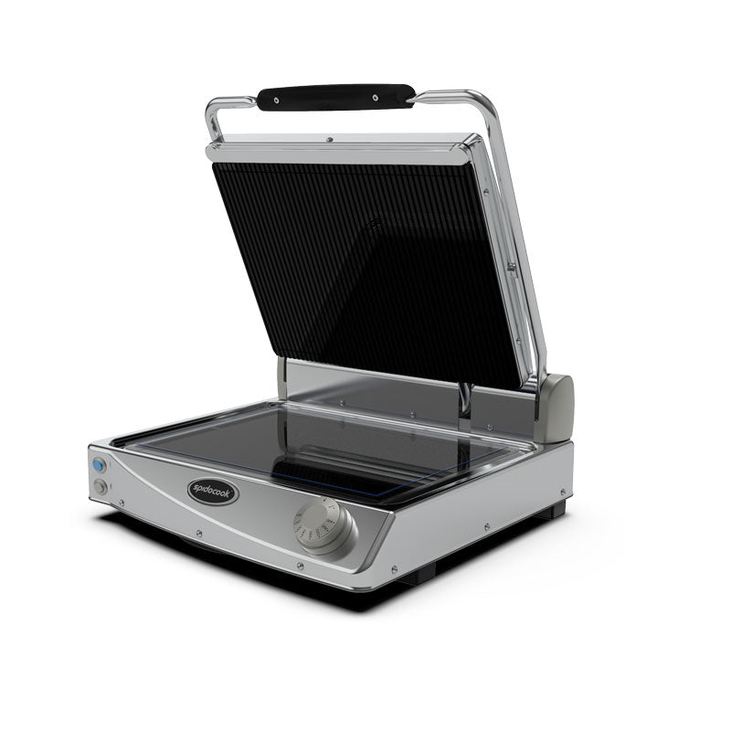 Spidocook SPE-SP015PR Manual Black Ribbed Sandwich/Contact Presses - Power Version