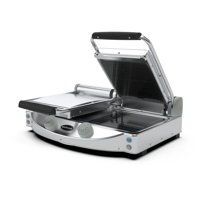 Spidocook SPE-SP020PR Manual Black Ribbed Sandwich/Contact Presses - Power Version