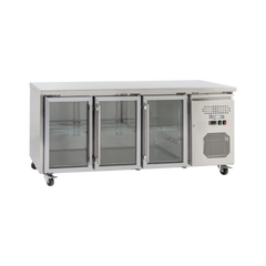 Exquisite SSC400G Three Glass Doors Underbench Storage Refrigerator - Slimline