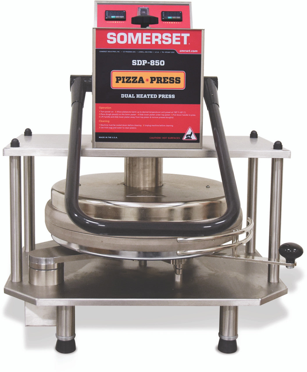 The Somerset SDP-850 Stainless Steel Manual Dual Heat Tortilla Dough Presses