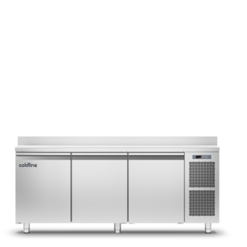 Coldline TA17/1BJ PASTRY 3 Doors Freezer Counter - Top with Splashback