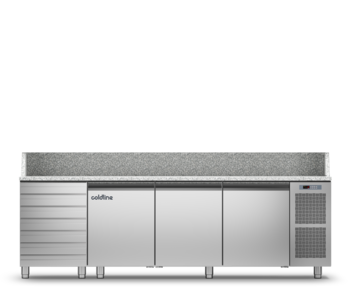 Coldline TZ17/1MC - 3 door 7 Drawers Prep Bench - With Top