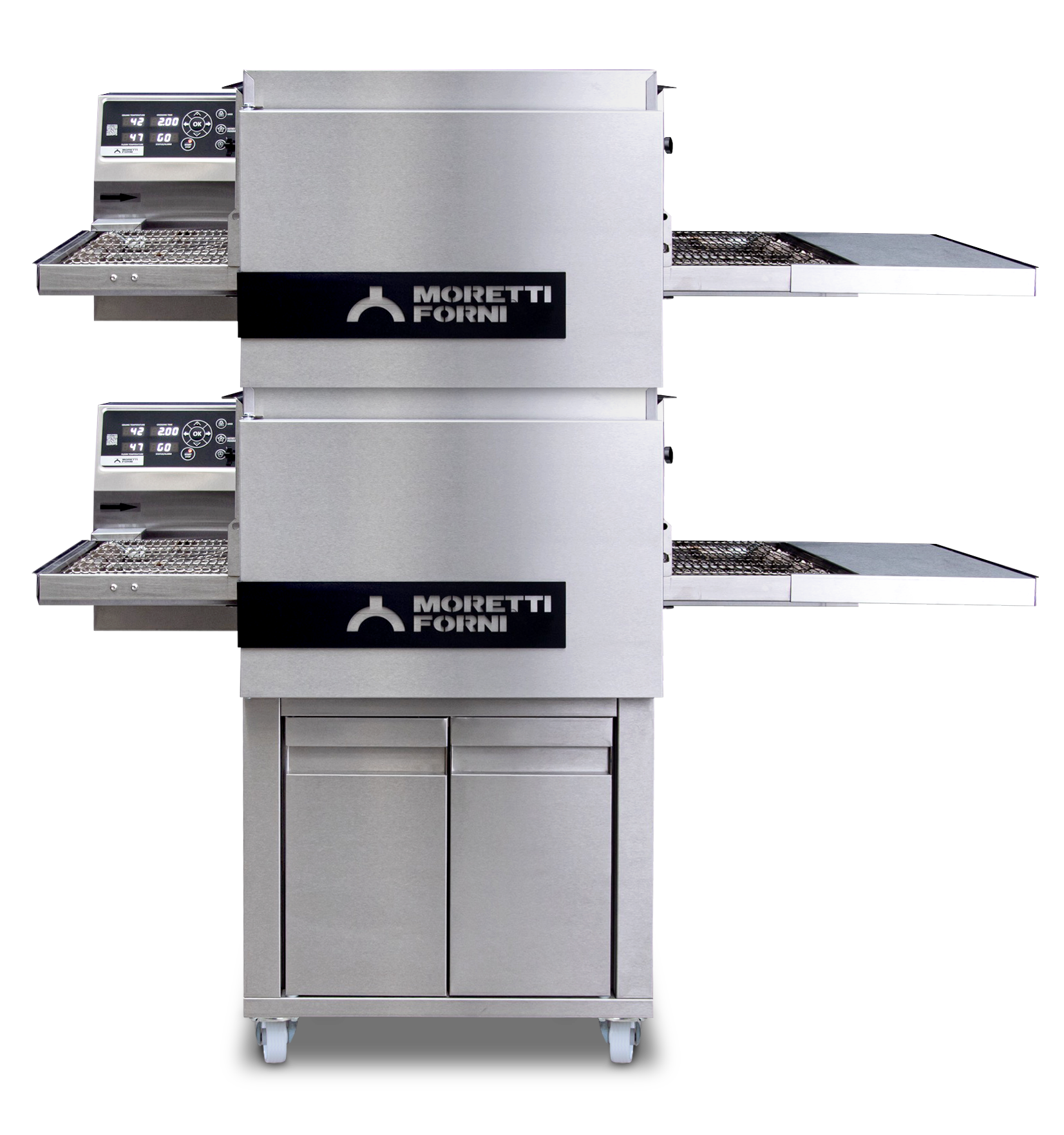 Moretti Forni T64E/2 S Double Deck Top Conveyor Oven on Stand