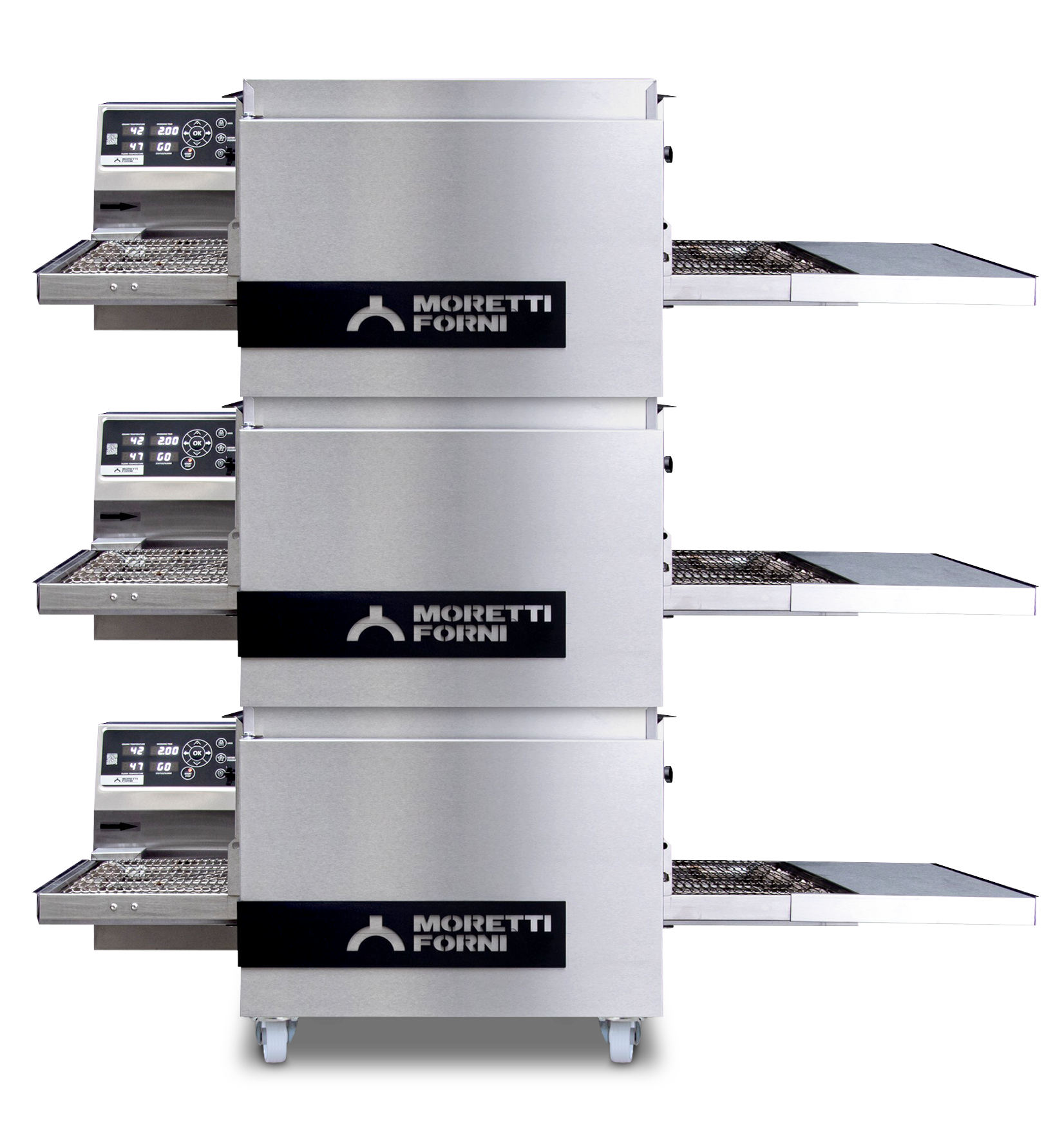 Moretti Forni T64G/3 S Triple Deck Conveyor Oven on Stand