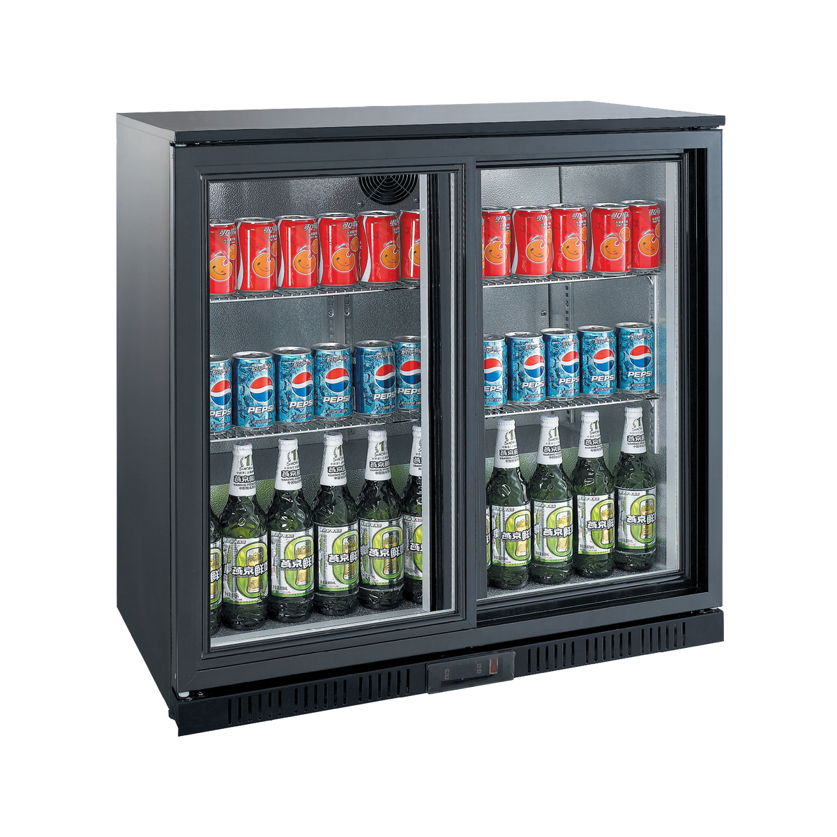 Exquisite UBC210SL Two Doors Backbar Chiller - Sliding, Low Height